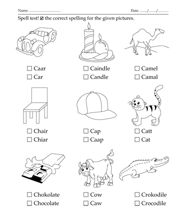 Spelling Test Letter Start With C Sheet