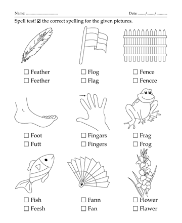 Spelling Test Letter Start With F Sheet